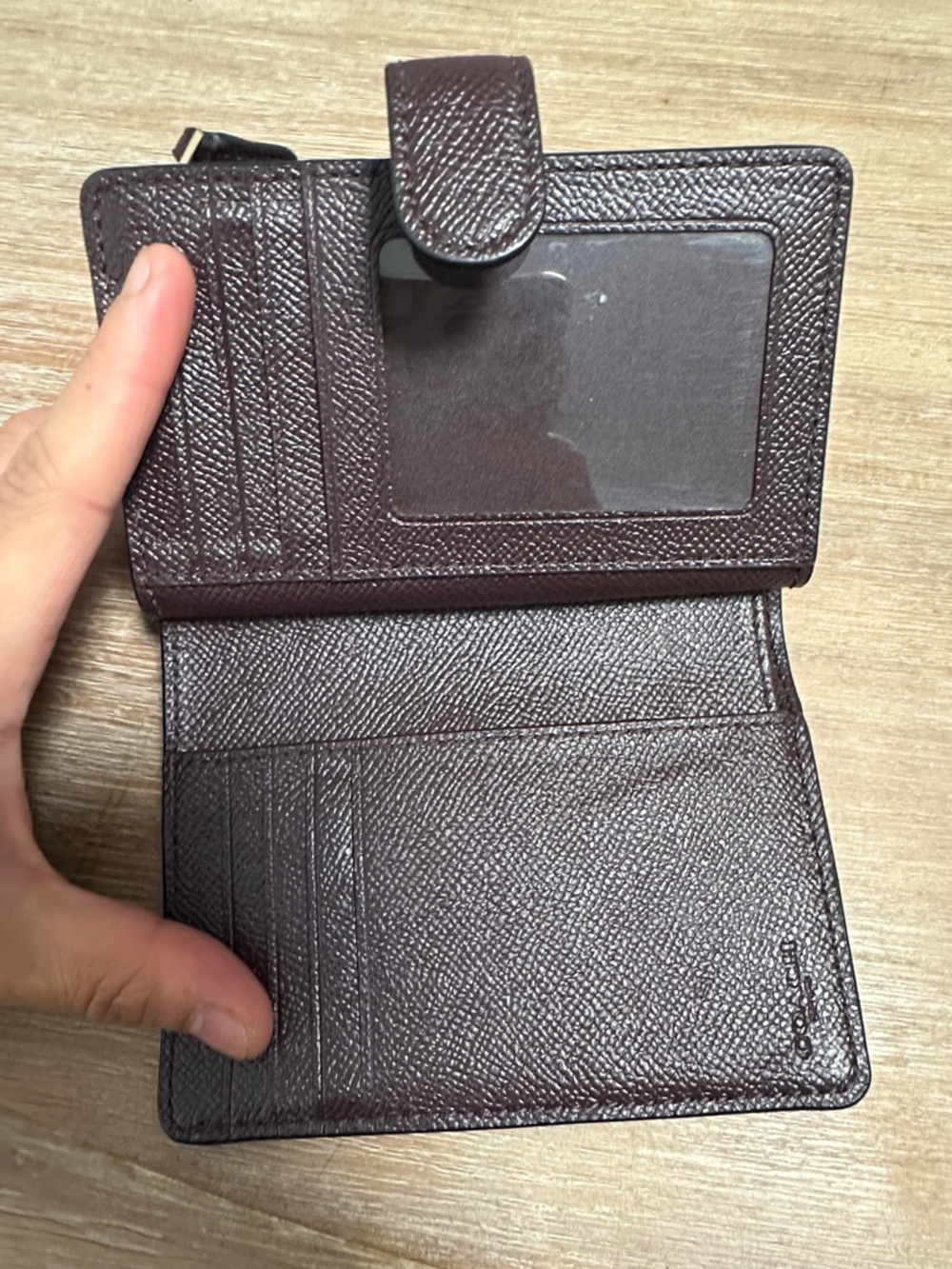 Coach Compact Wallet in Dark Brown with Gold Hardware - Picture 3 of 5